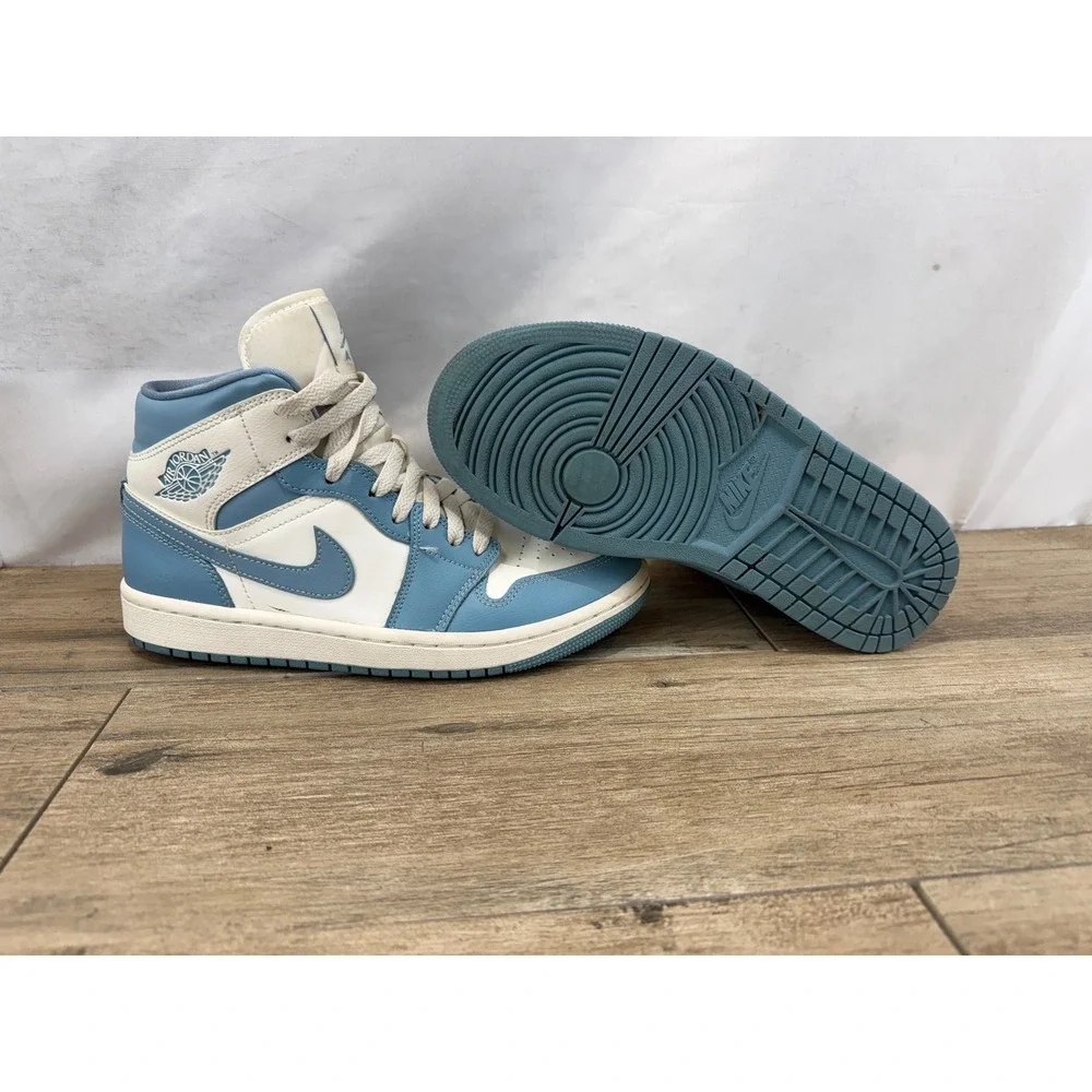 Nike‎ Air Jordan 1 Mid Marina Blue White Basketball Shoes BQ6472-141 Size 7.5